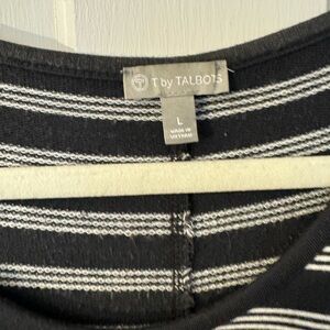 T by Talbots Black and White Striped dress size L